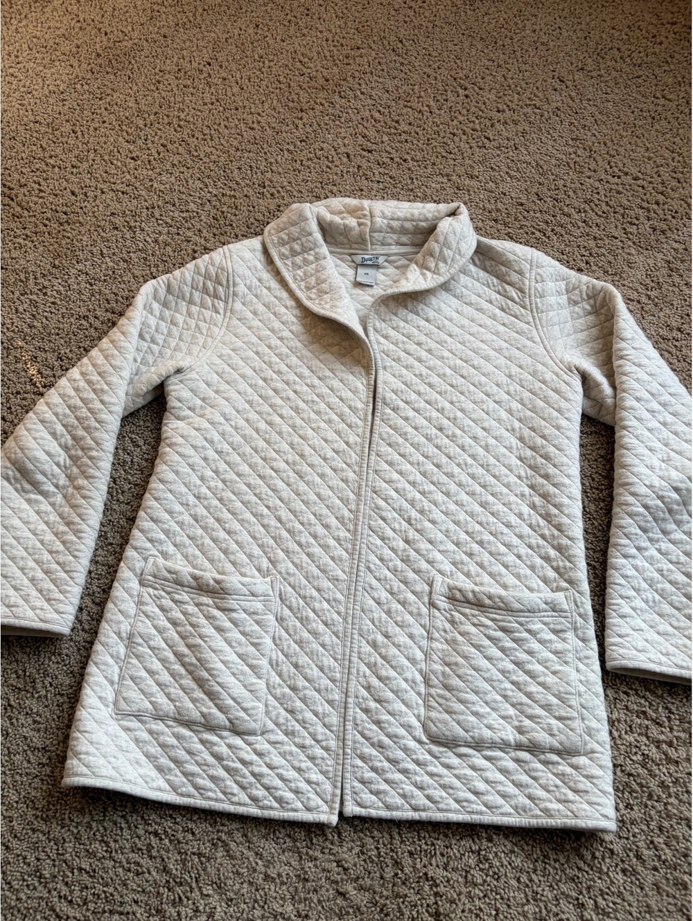 women Duluth Trading Company quilted jacket XSMALL diamond-stitched cream blazer
